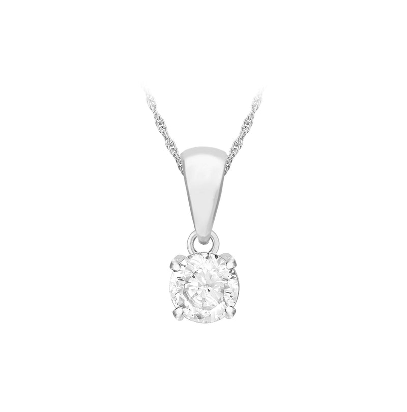 [Australia] - Tuscany Silver Sterling Silver Silver Women's Necklace 1 Zirconia Colourless 45cm/18 