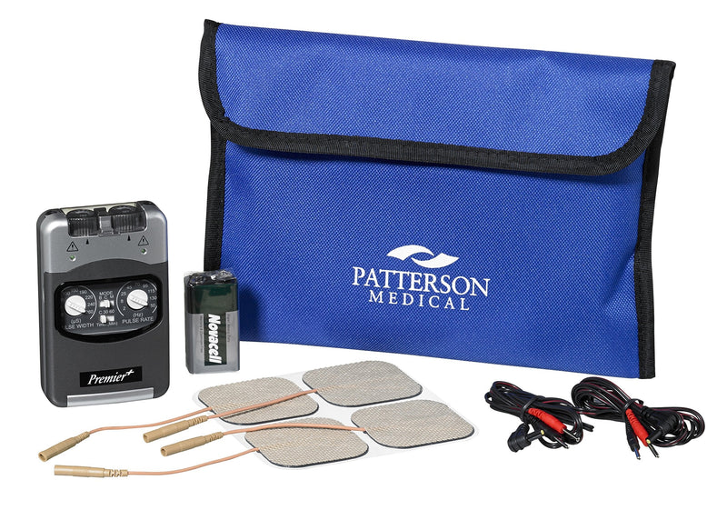 [Australia] - Patterson Medical Premier Plus TENS Machine, Dual Channel Ten Machine for Pain Relief and Soothing with Self Adhesive Electrodes, Battery Powered 