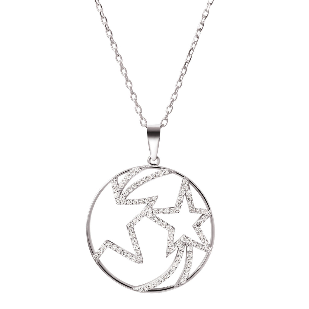 [Australia] - Franki Baker Pretty Sterling Silver Star Burst Pendant with Sparkly Crystals. Silver Chain: 50cm+5cm Extension. Pendant: 3x3cm. Comes in Pretty Box 