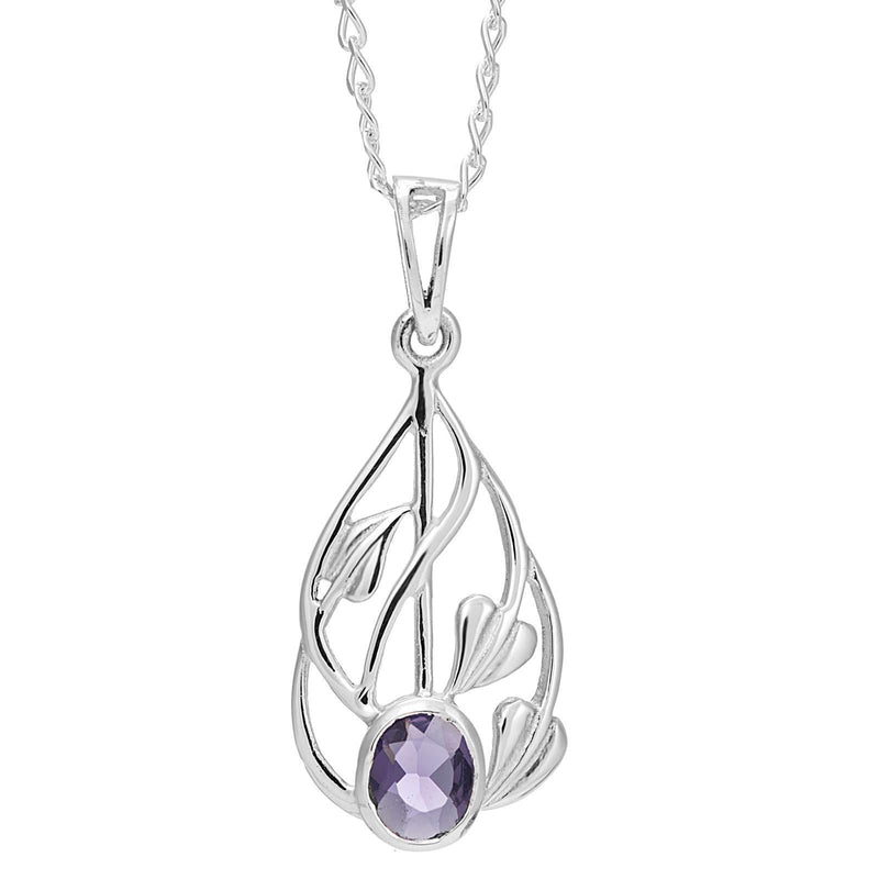 [Australia] - Sterling Silver & Amethyst Charles Rennie Mackintosh Pendant Necklace With 18" Chain 