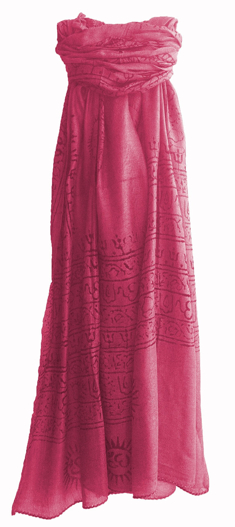 [Australia] - Indian Om Mantra Hand Block Printed Scarf Prayer Shawl Pink 