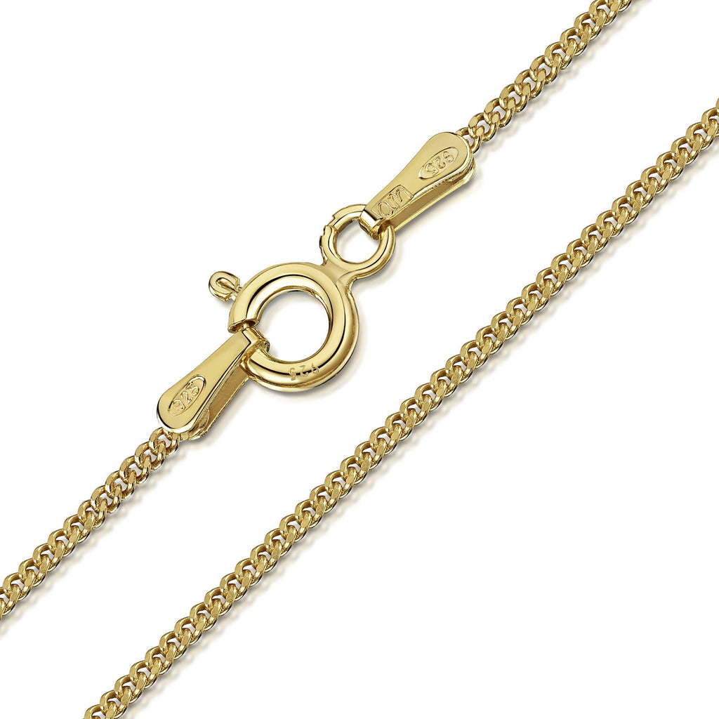 [Australia] - Amberta 18K Gold Plated on 925 Sterling Silver 1.3 mm Curb Chain Necklace 18 inch / 45 cm 
