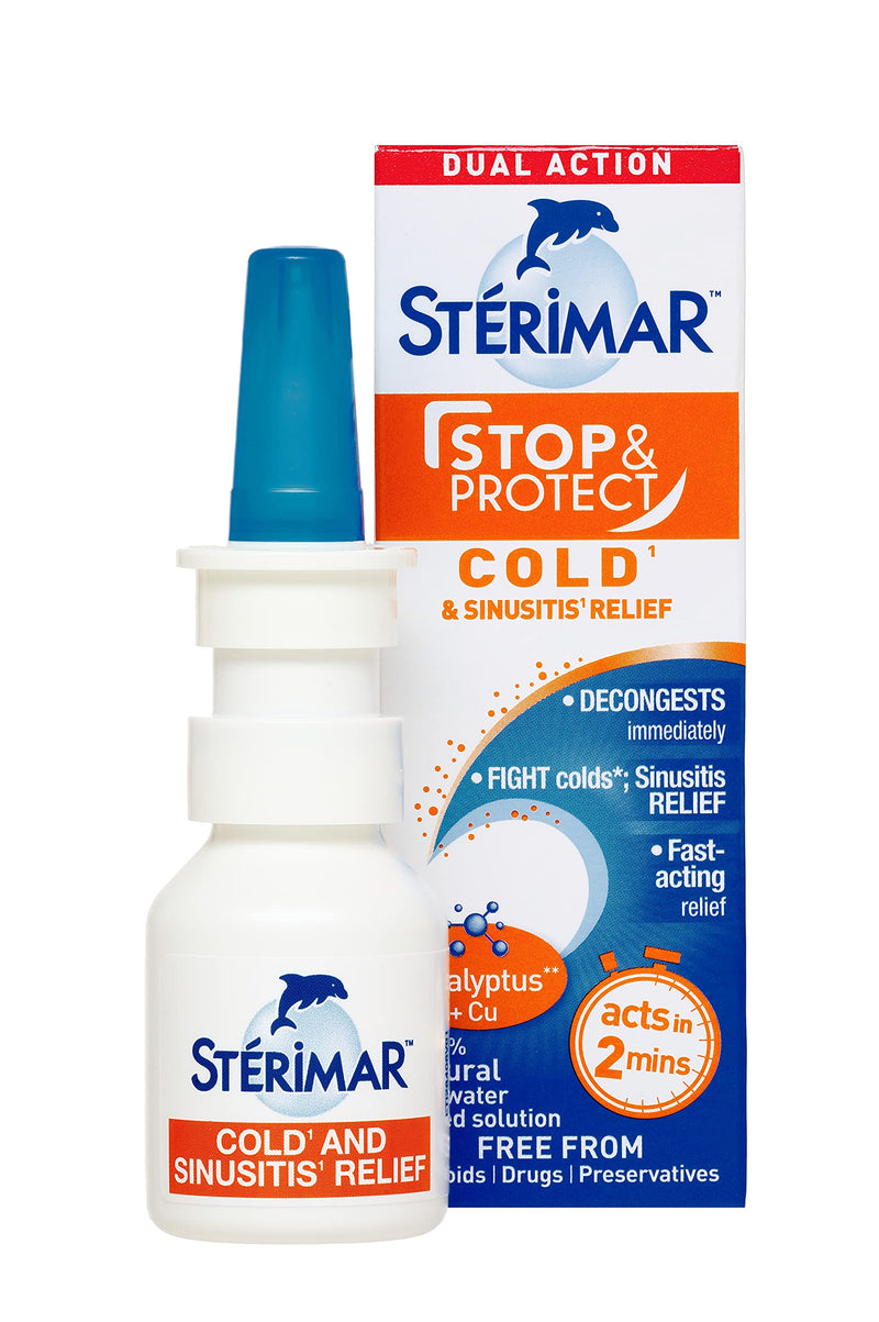 [Australia] - STÉRIMAR Stop and Protect Cold and Sinusitis Relief- 100 Percent Natural Sea Water based Nasal Spray with Added Copper and Eucalyptus - 20 ml Pump 4.61 