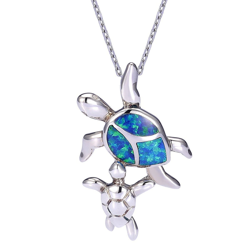 [Australia] - 925 Sterling Silver Opal Necklace Sea Turtles Synthetic Opal Jewellery for Women - VIKI LYNN 