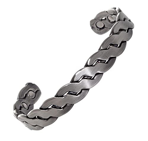 [Australia] - Copper Magnetic Bracelet in Woven Design with a Pewter Finish for Men and Women (Large) L (Pack of 1) 