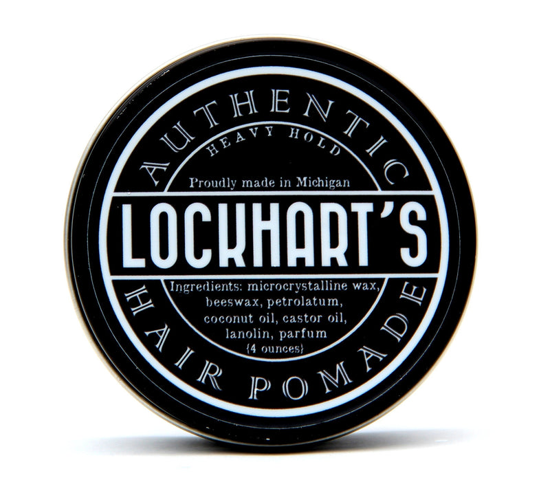 [Australia] - Lockhart's Authentic Hair Pomade Heavy Hold 4 OZ Black Tin, White Pomade 