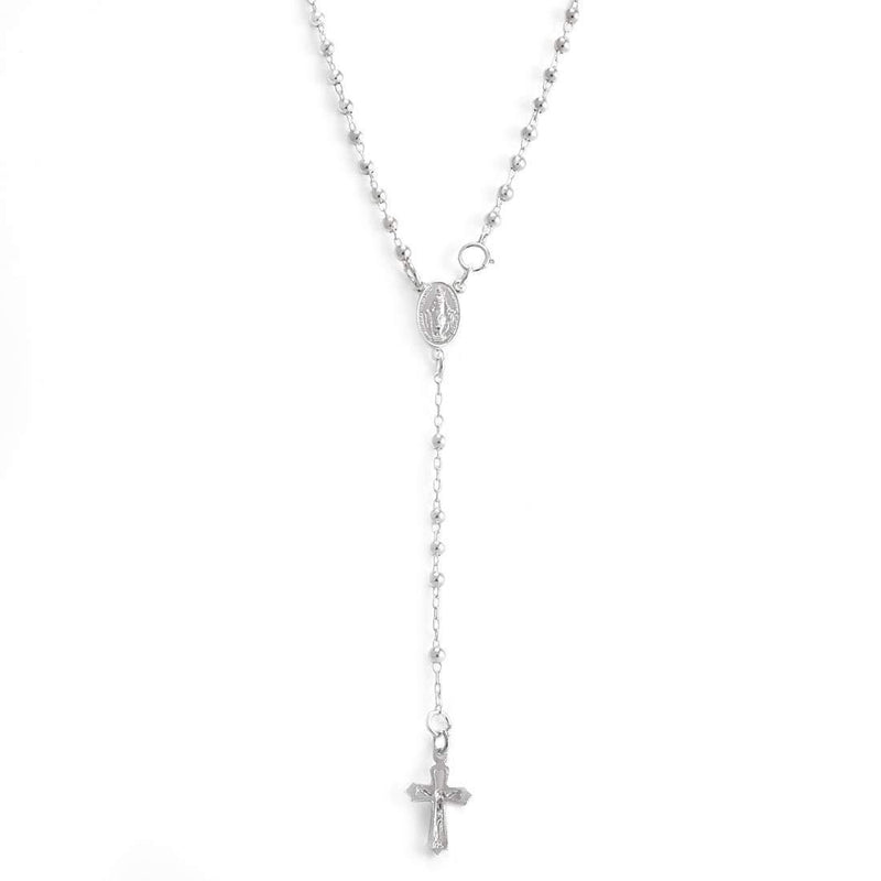 [Australia] - Silverly Women's .925 Sterling Silver Rosary Bead Virgin Mary Cross Necklace, 44 cm 