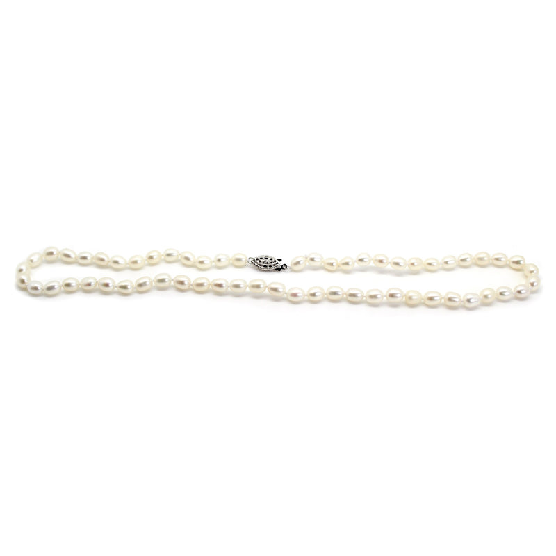 [Australia] - DROP 'Mignon' Necklace FRESHWATER PEARL NECKLACE, AAA, Sterling Silver Clasp by Luxelu London (Natural White) 