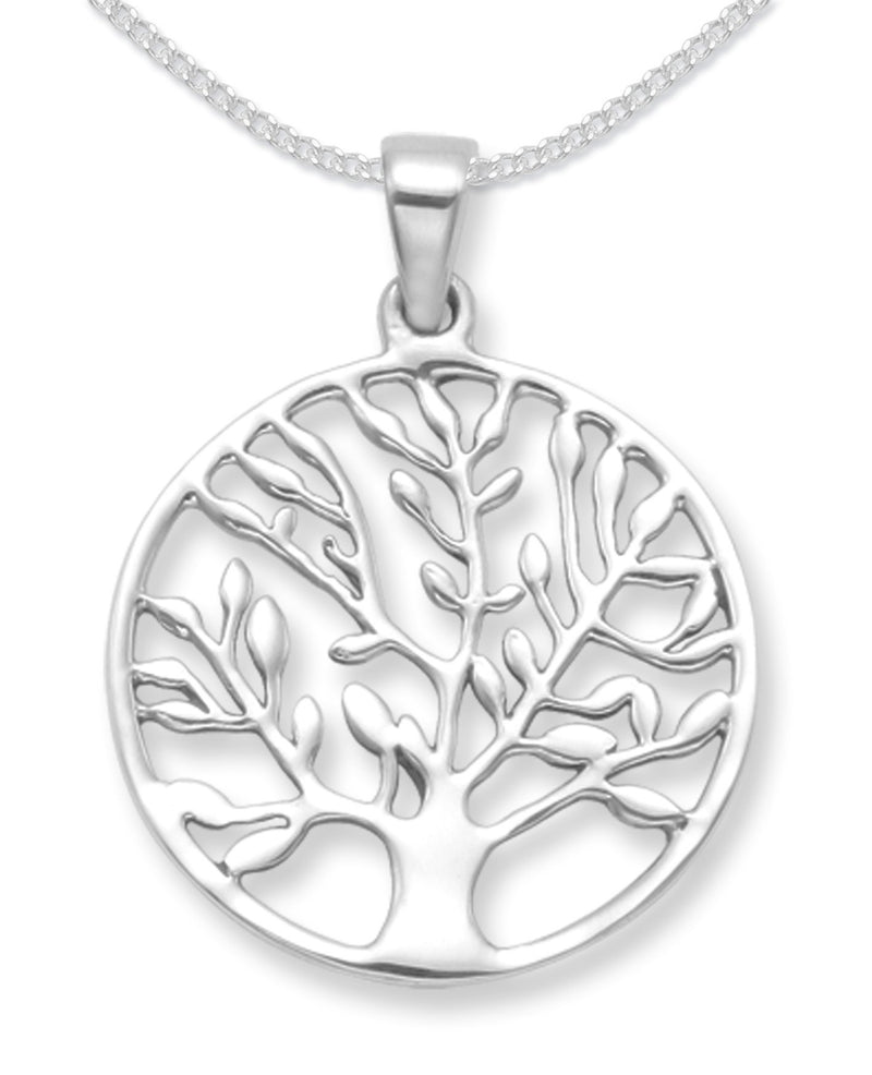 [Australia] - Sterling Silver Tree of Life Yggdrasil Pendant on Silver chain - SIZE: 25mm. Tree of Life necklace 8097. Please choose chain length below. 18.0 Inches 