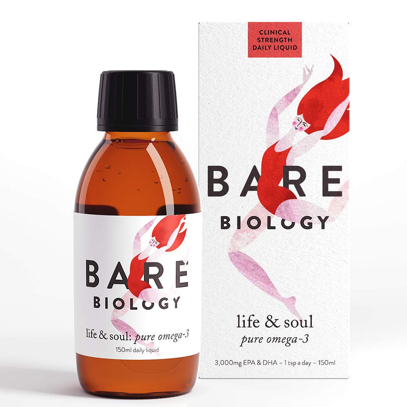 [Australia] - Bare Biology Life & Soul Pure Omega 3 Liquid - All Round Brilliance for Body, Mind & Soul - Suitable for Everyone - Super-Strength / Made from Sustainably Sourced Fish (150ml) 
