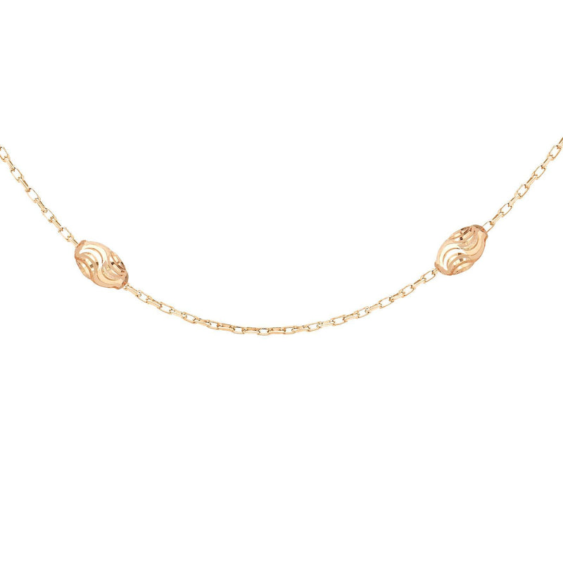 [Australia] - Tuscany Silver Sterling Silver Rose Gold Plated Diamond Cut Ball and Trace Chain of 46cm/18" 