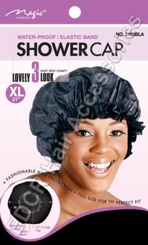 [Australia] - Magic Collection Water Proof Elastic Band Thick Re-Useable Shower Cap XL 21" No 2160BLA 