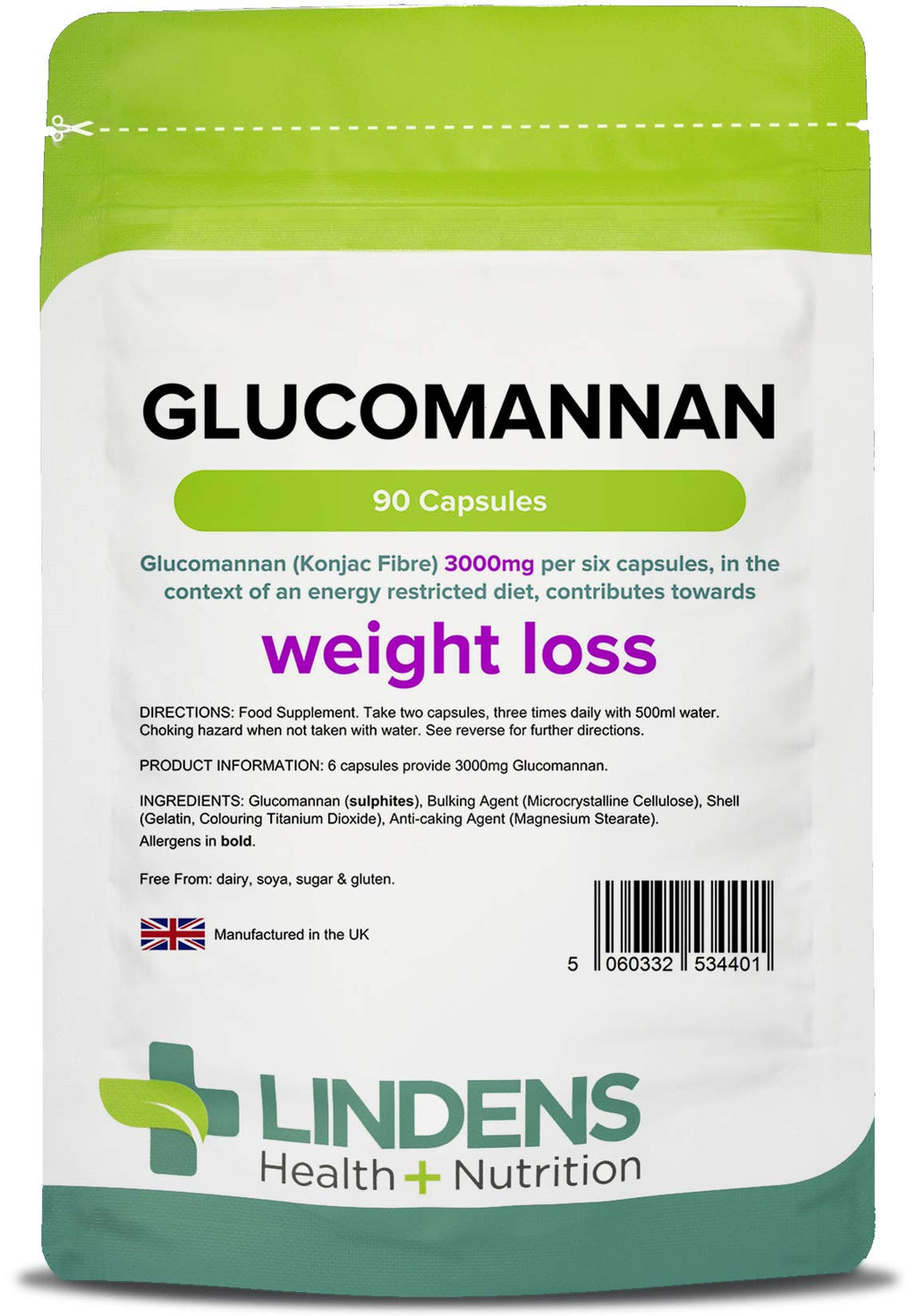 [Australia] - Lindens Glucomannan (Konjac Fibre) 500mg Capsules - 90 Pack - Weight Loss aid, contributing Towards The Reduction of Appetite That is Lindens #1 Weight Loss Supplement - UK Manufacturer, Letterbox Friendly 90 Count (Pack of 1) 