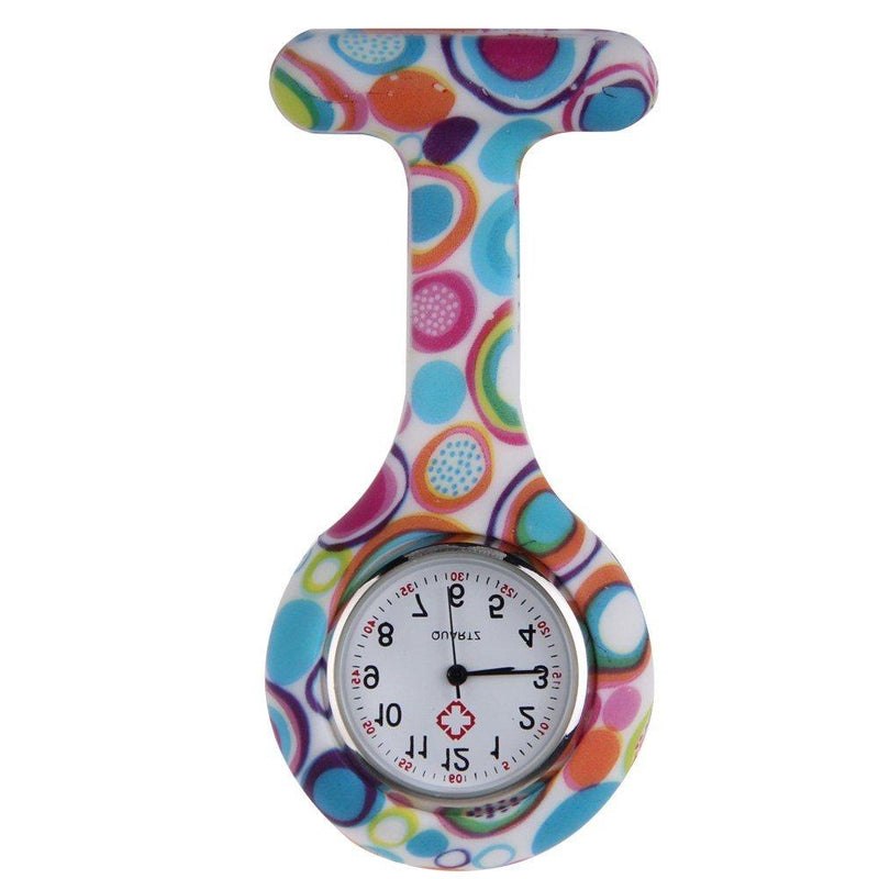 [Australia] - Nurses Fashion Coloured Patterned Silicon Rubber Fob Watches - Colourful Bubbles 