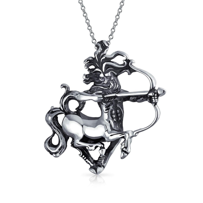 [Australia] - Astrology Horoscope Zodiac Sign Pendant Necklace For Men Women Oxidized Antiqued 925 Sterling Silver All Constellation SAGITTARIUS 