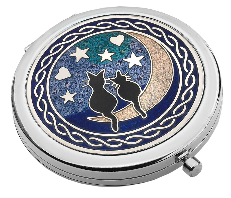 [Australia] - Celtic Lands Compact Mirror with Enamel Cat on Moon Design 