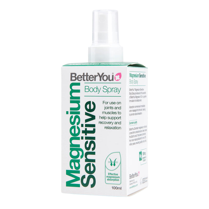 [Australia] - BetterYou Magnesium Sensitive Body Spray | Pure, Clean and Natural Source of Magnesium Chloride | Magnesium Spray | Vegan & Palm-Oil Free | 100ml (600 Sprays) Single 