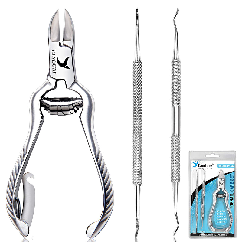 [Australia] - CANDURE Nail Clippers Cutters Nippers for Thick Toenails Plus Nail Clippers for Fingernails Podiatry Instruments Clippers with Ingrown Toe Nail File Improved Quality 
