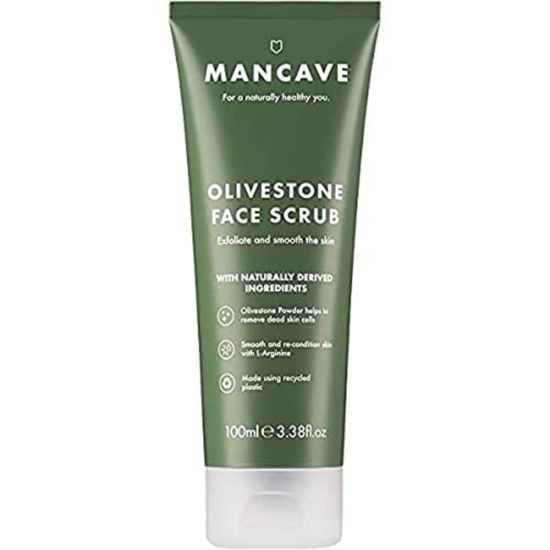 [Australia] - ManCave Olivestone Face Scrub for Men, Exfoliates & Smoothes, Fight dullness and dead-skin build up, Natural smoothing exfoliants, Vegan Friendly, Tube made from Recycled Plastics, 100 ml (Pack of 1) 