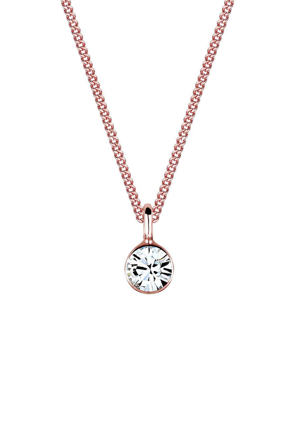 [Australia] - Elli Necklace Women Pendant Basic Solitaire with Crystals in 925 Sterling Silver Pink 