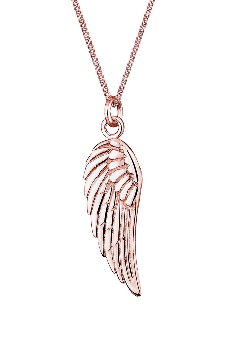 [Australia] - Elli Women's 925 Sterling Silver Wing Feather Pendant Necklace Rose Gold 