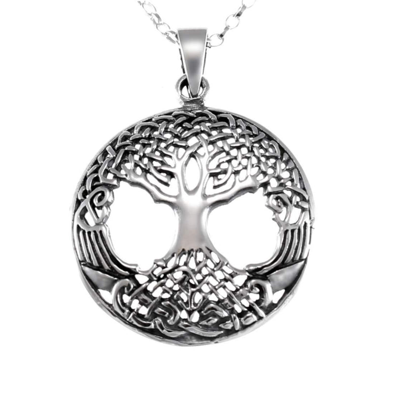 [Australia] - Sterling Silver Tree of Life Celtic Pendant Necklace with 18" silver Chain & Jewellery Gift Box. Womans Yggdrasil Crann Bethadh gift with silver chain. 