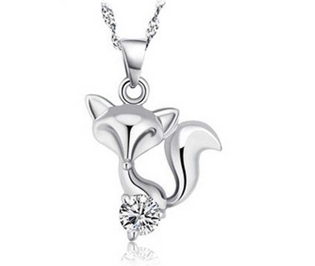 [Australia] - findout women necklace Sterling Silver inlaid zircon diamond fox pendant Necklace(f1547) 