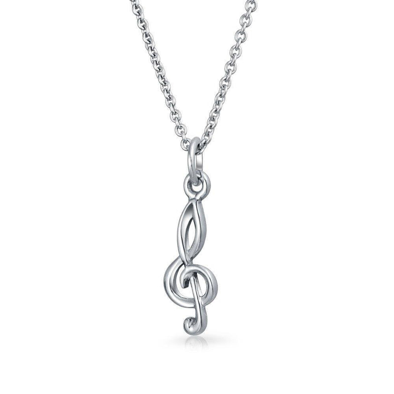[Australia] - Tiny Treble Clef Note Music Lover Pendant Necklace For Teen For Women 925 Silver With Chain 