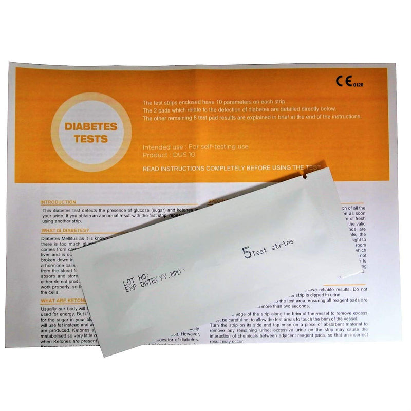 [Australia] - 5 x Home Urine Diabetes Tests Each Strip Screens for Ketones & Glucose (5 per foil) 