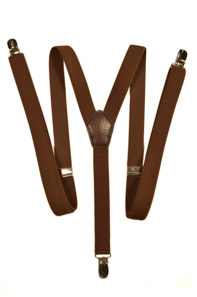 [Australia] - Olata Skinny Style fully adjustable Y-Shape Clip on Braces/Suspenders, 2cm Brown 