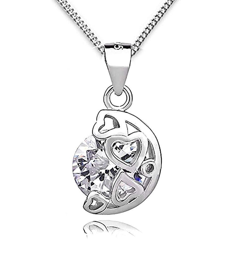 [Australia] - findout ladies sterling silver single 10mm Cubic Zirconia pendant necklace .for women girls.(45) 