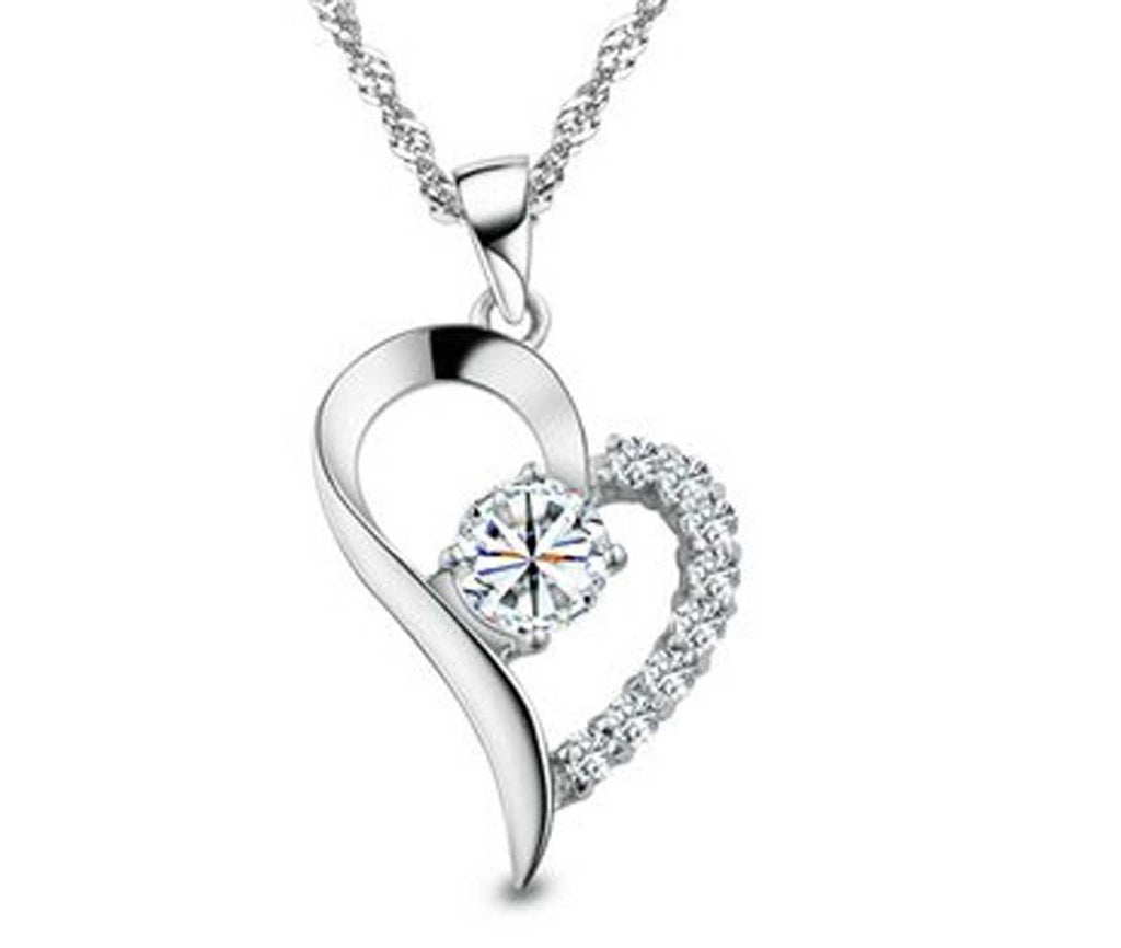 [Australia] - findout ladies swarovsky element sterling silver white Crystal Heart Shape Pendant necklace, for women girls (f057) 
