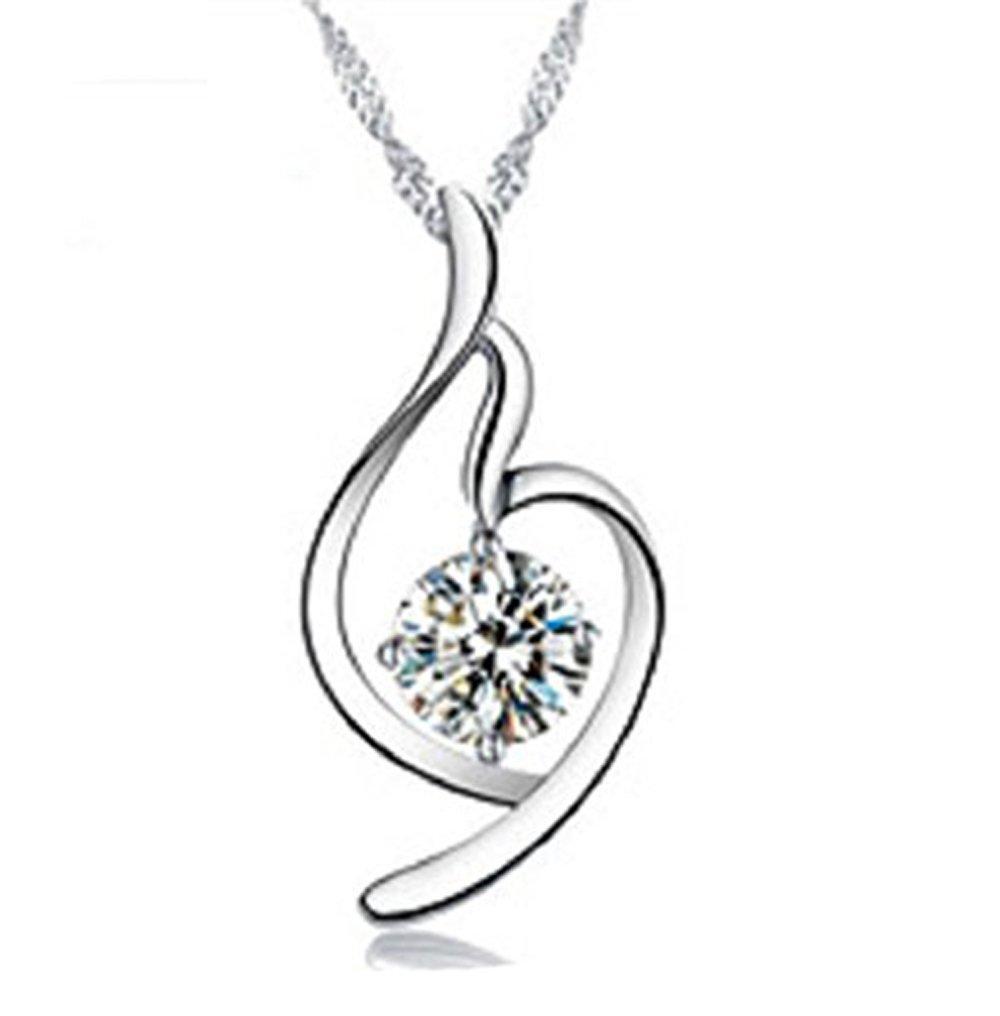[Australia] - findout ladies silver white Crystal Mood for Love pendant necklace .for women girls.(f079) 