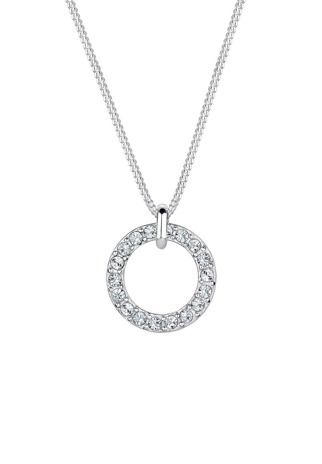 [Australia] - Elli Ladies 925 Silver Karma Crystals Diamond Cut Circle Pendant Necklace of Length 45cm  0110762414_45 45 White 