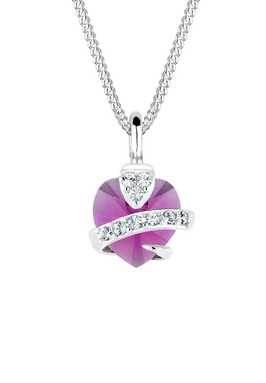 [Australia] - Elli Women's 925 Sterling Silver Xilion Cut Crystals Heart Pendant Necklace Pink 