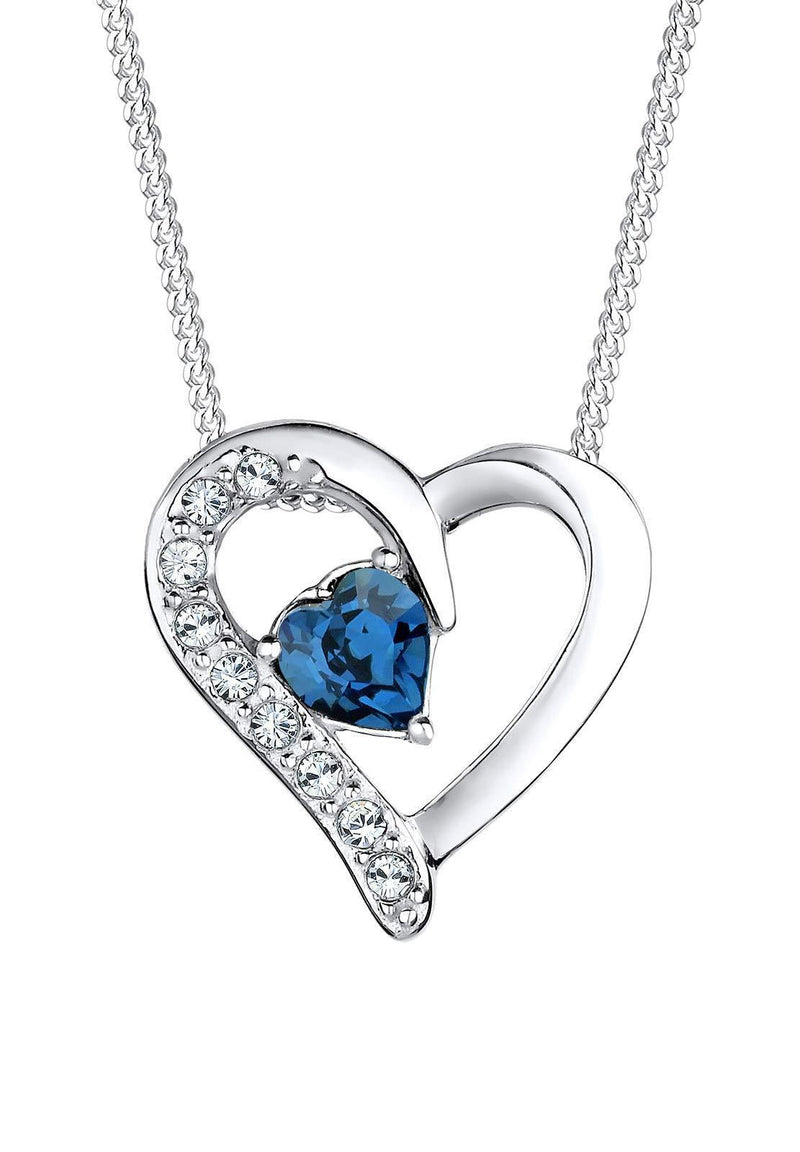 [Australia] - Elli Women's 925 Sterling Silver Crystal Heart Necklace of Length 45cm 111841714 45 Centimetres 