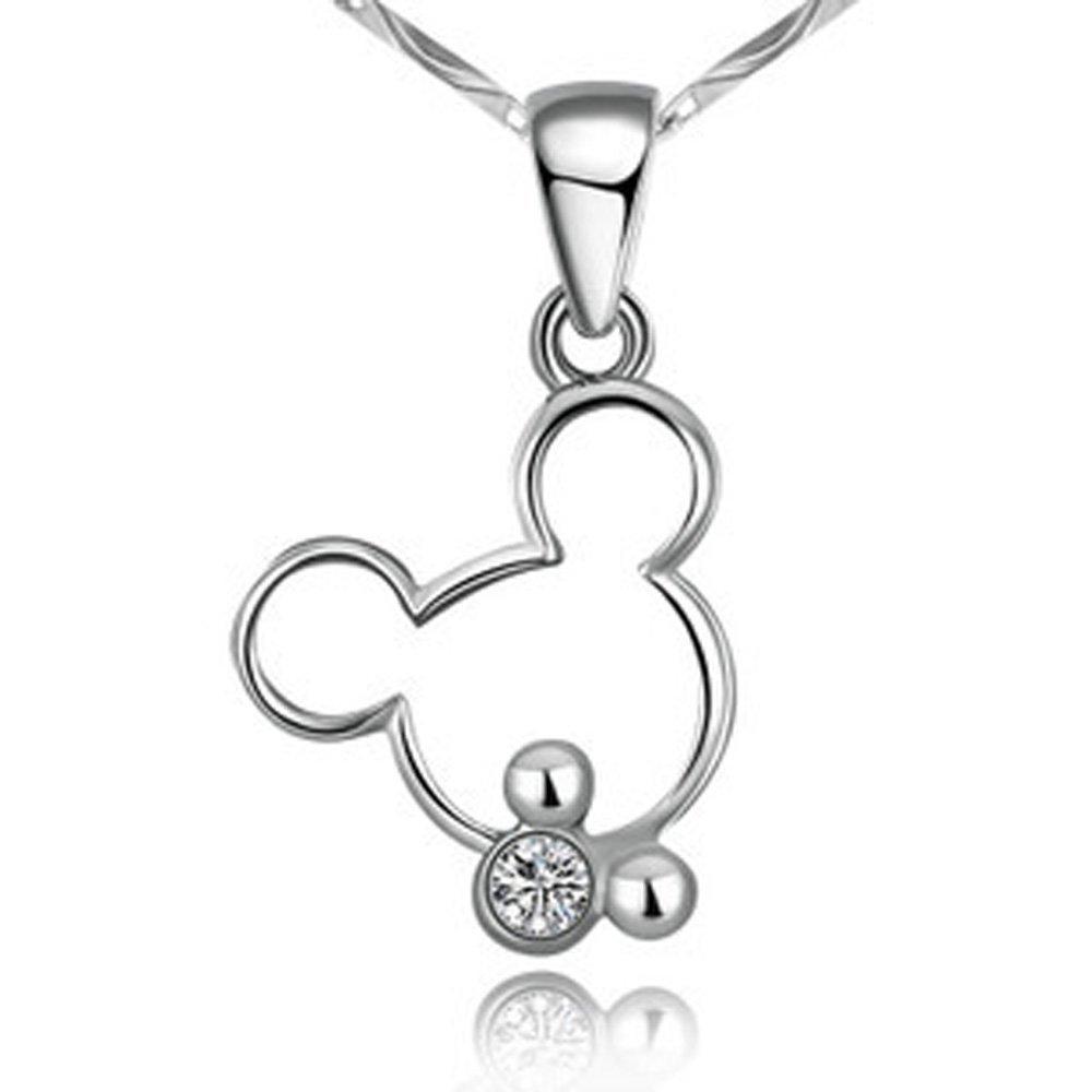 [Australia] - findout children girls necklace sterling silver Cubic Zirconia Mickey Mouse pendant necklace for women girls .(f1462) 
