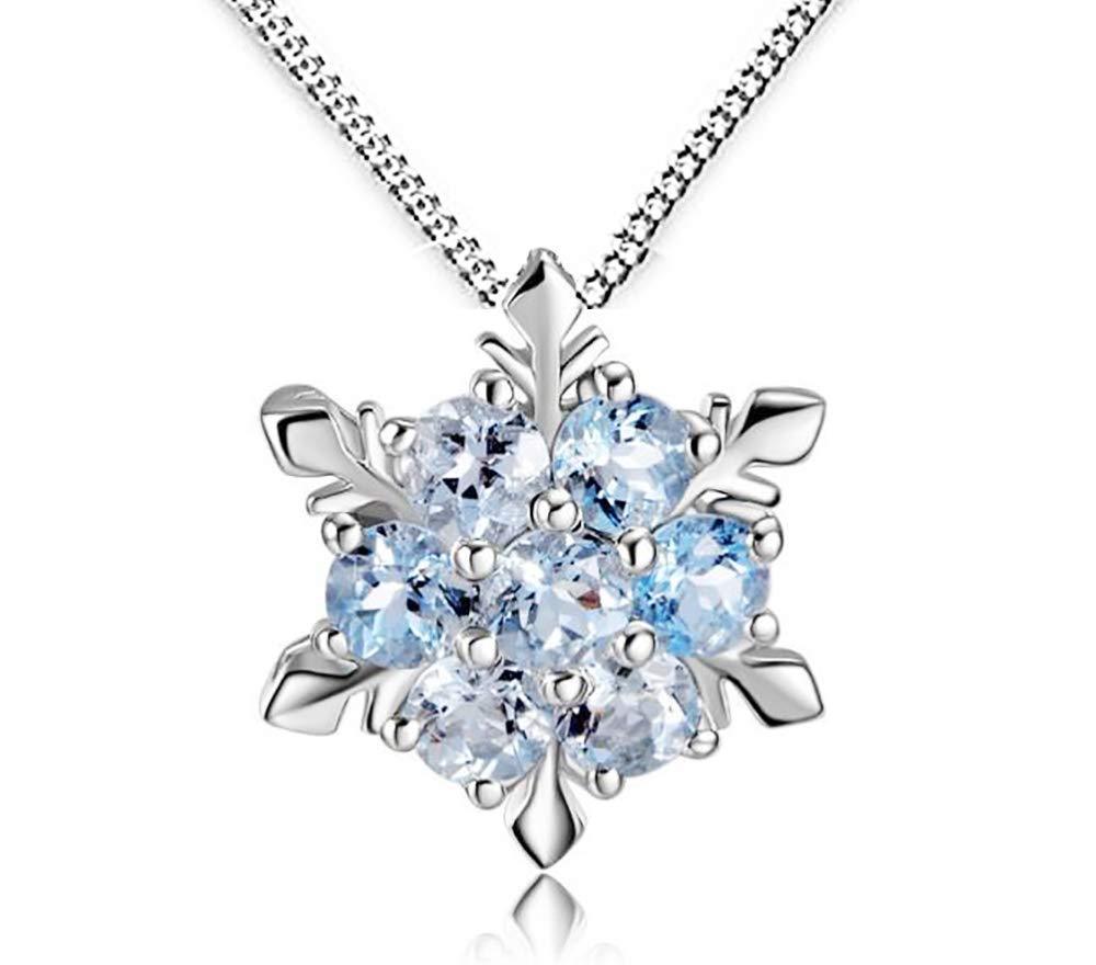 [Australia] - Findout Ladies Swarovski Element Blue / White / Pink / Amethyst / Multicolor Crystal Snowflake Pendant Necklace For Women Girls,(f1634) (Blue Pendant) 