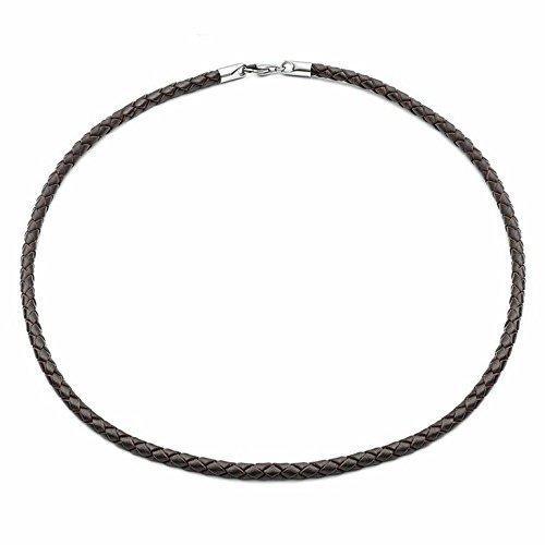 [Australia] - Brown 20" Leather Necklet in Genuine Braided Leather for Men or Women, Hypoallergenic Stainless Steel Lobster Clasp, Great Gift by Tribal Steel 