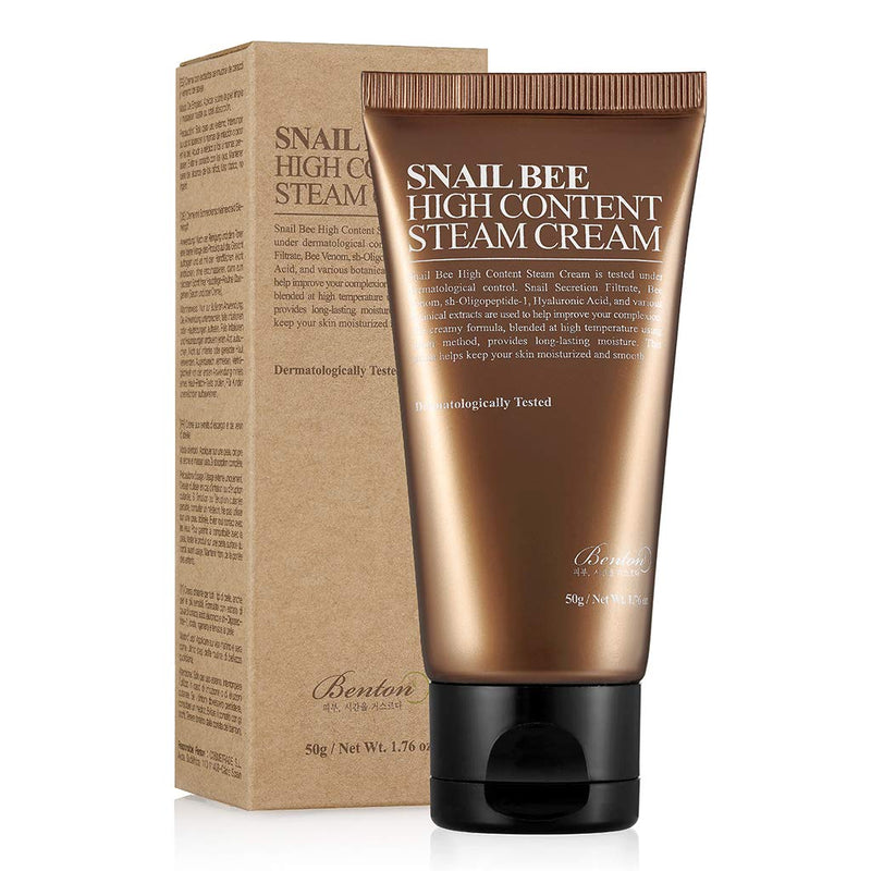 [Australia] - BENTON Snail Bee High content Steam Cream 50g (1.76 oz.) - Contains Snail Secretion Filtrate, Bee Venom, Hyaluronic Acid, Intensive Moisturizing Cream & Anti-Wrinkle Effect 