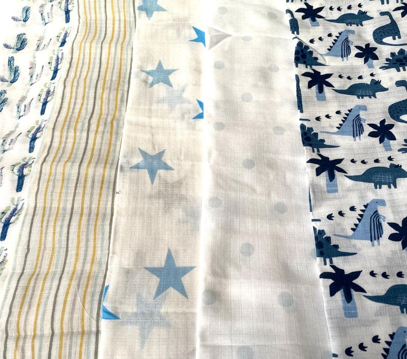 [Australia] - 5pcs Cute BOY/GIRL Desgin Large 70cm x 70cm Muslin Squares Cloths 100% Cotton (5pcs Boy Colour) 