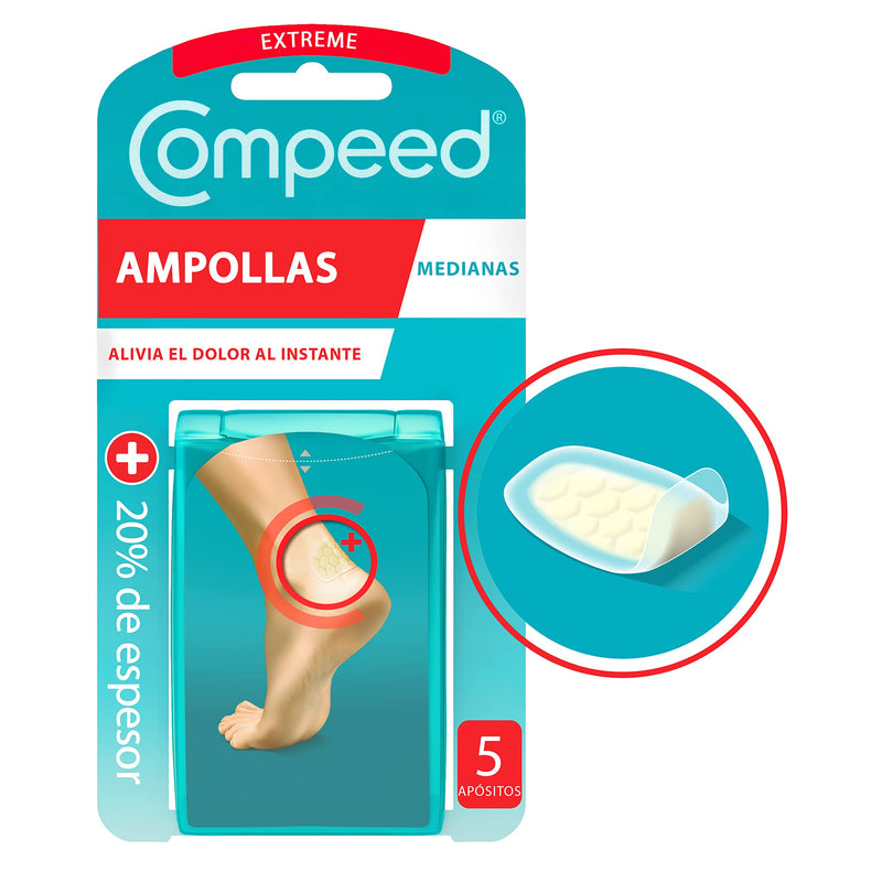 [Australia] - COMPEED Extreme Medium Ampoules with 20% Plus Pad, 5 Hydrocolloid Dressings - Foot Treatment, Cures Quickly, Dressing Size 1.5 x 2.5 inches 