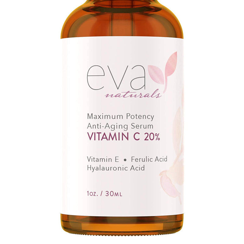 [Australia] - Eva Naturals Vitamin C Serum 20% for Face, Anti-Aging Formulation with Ferulic & Hyaluronic Acid, Vitamin E (30 ml) 