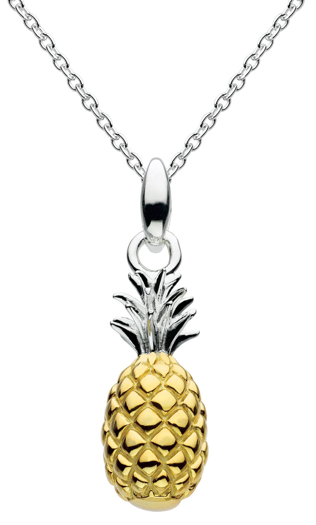 [Australia] - Dew Sterling Silver and Gold Plate Calypso 3D Pineapple Necklace of Length 45.7 cm 