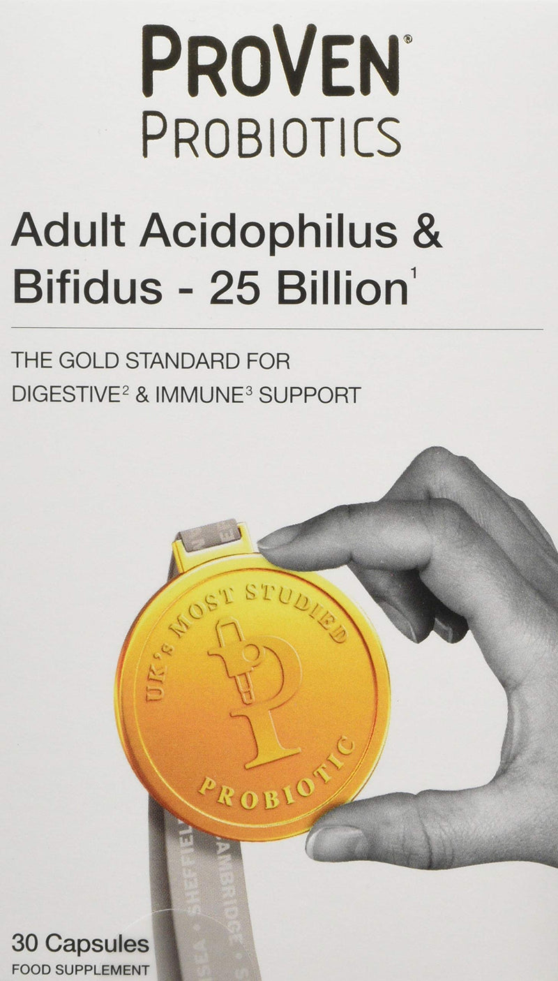 [Australia] - Pro-Ven Probiotics Adult Digestive Supplement Vegan Acidophilus & Bifidus 25 Billion CFU Capsules Multi-Strain High Strength Friendly Bacteria 30 Capsules - UK Made 