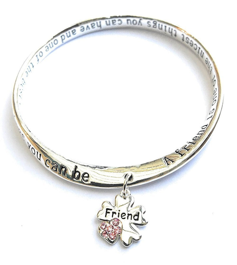 [Australia] - Equilibrium Silver Plated Friend Bangle With Charm - A Friend is One of the Nicest Things You Can Have and One of the Best Things You Can Be 