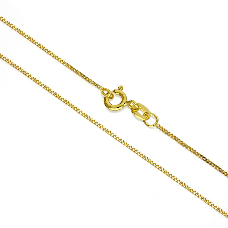 [Australia] - Yellow Gold Dipped Sterling Silver Fine Diamond Cut Curb Chain 16-22 Inches 51.0 Centimetres 