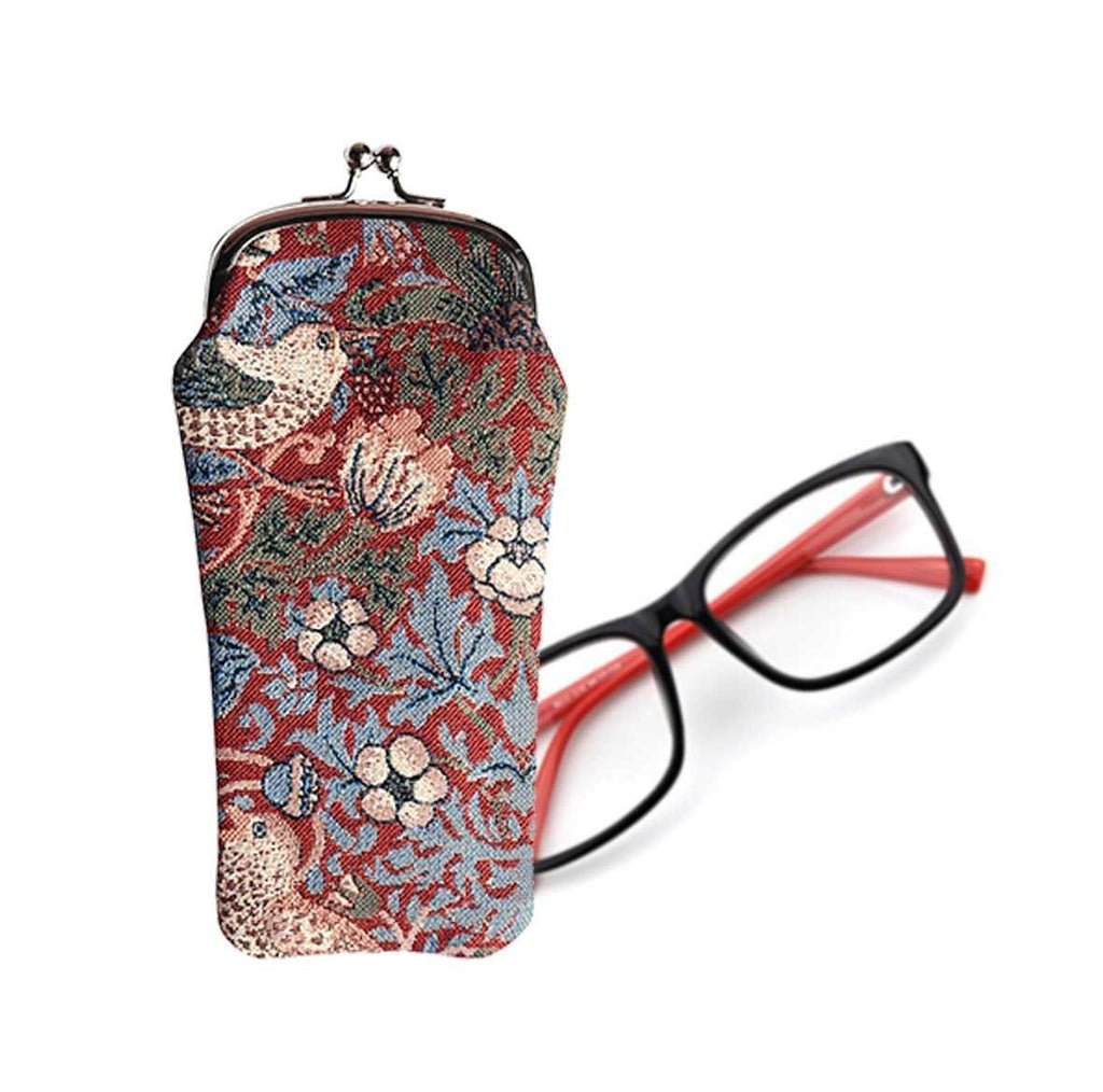 [Australia] - Signare Tapestry Glasses Case for Women Eyeglass Case with Vintage Designs Strawberry Thief Red 