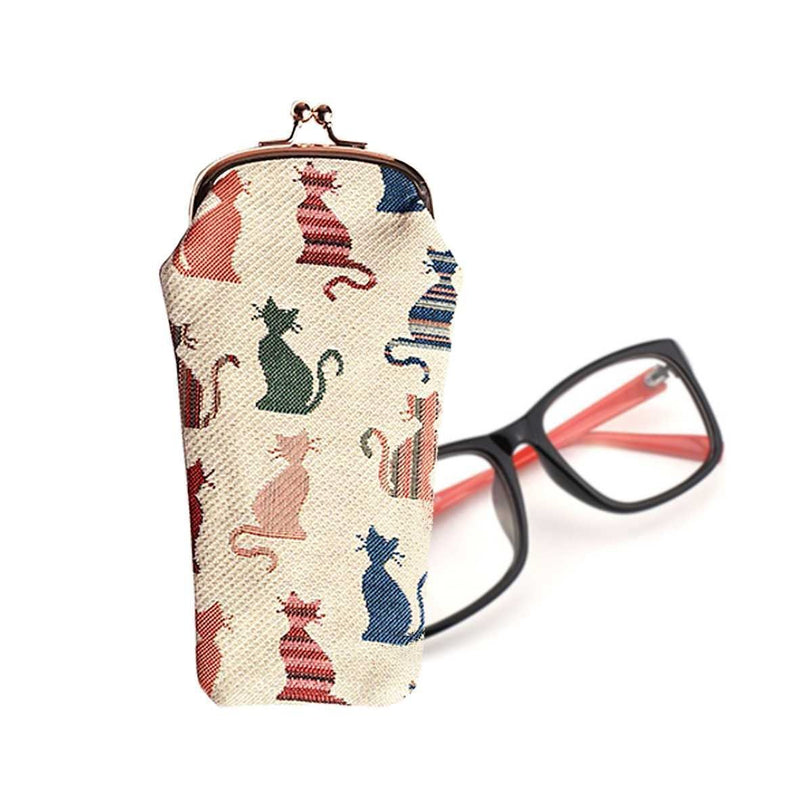 [Australia] - Signare Tapestry Glasses Case for Women Eyeglass Case with Animal and Pet Design Cheeky Cat 