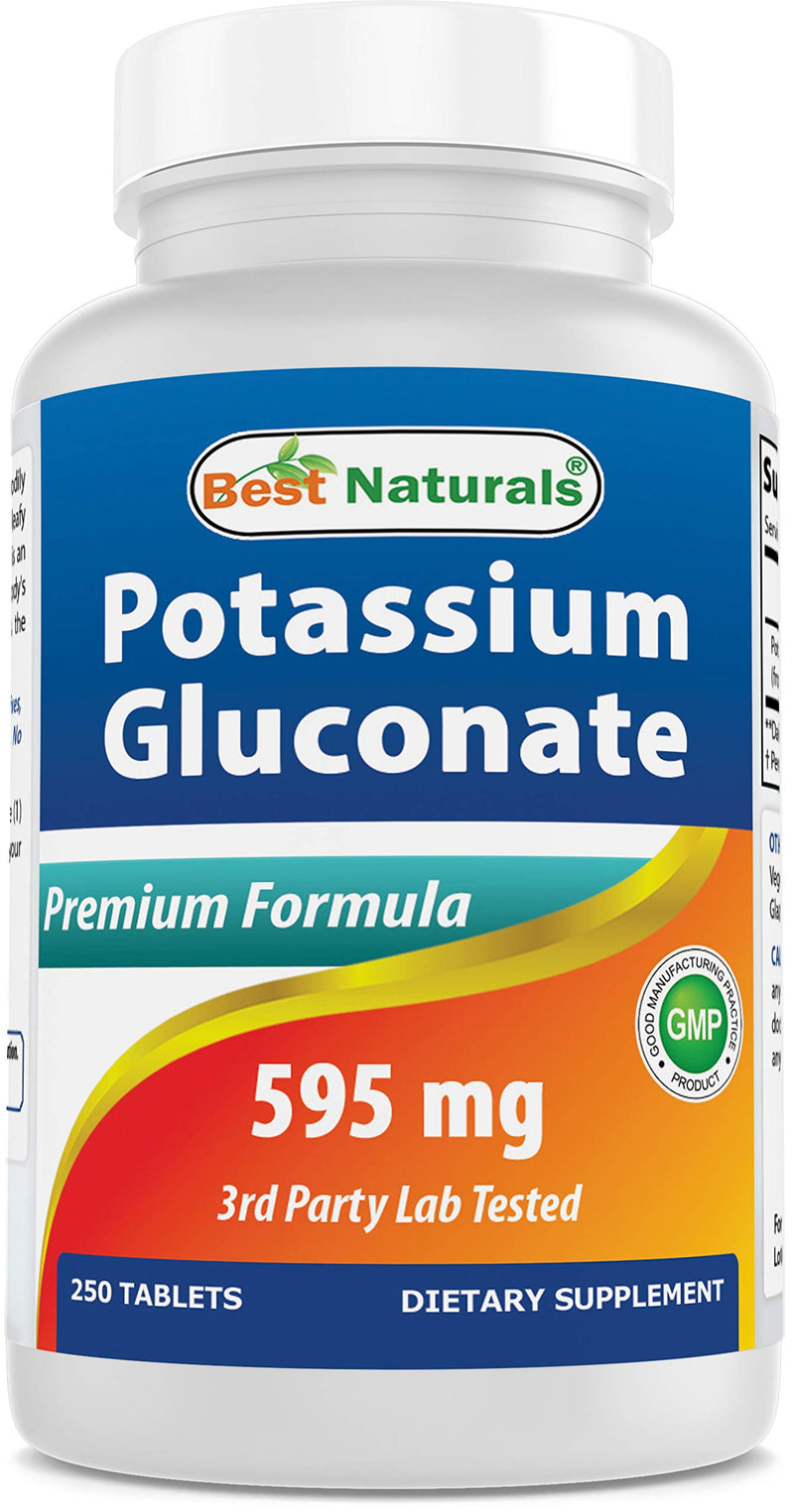 [Australia] - Best Naturals Potassium Gluconate 595 mg 250 Tablets (250 Count (Pack of 1)) 250 Count (Pack of 1) 